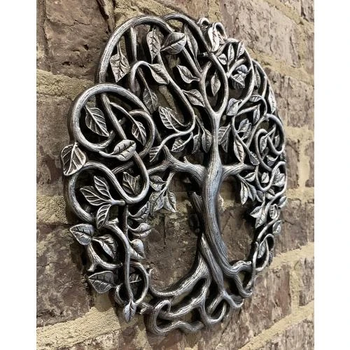 Détail de Plaque murale arbre de vie Mars Trade Mall, argent antique