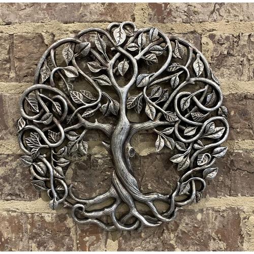 Présentation de Zoom sur Plaque murale arbre de vie Mars Trade Mall, argent antique