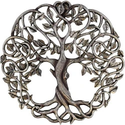 Plaque murale arbre de vie Mars Trade Mall, argent antique