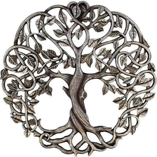 Plaque murale arbre de vie Mars Trade Mall, argent antique - Vue principale