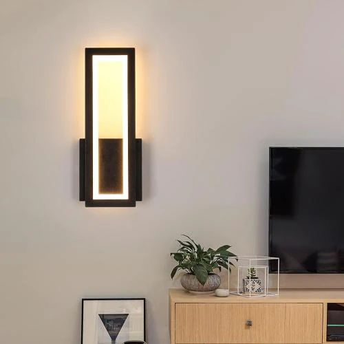 Détail de Applique Murale LED 16W Moderne, Noir, Acrylique, Blanc Chaud