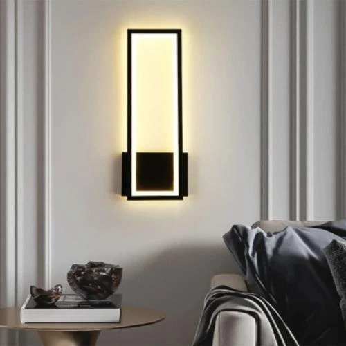 Applique Murale LED 16W Moderne, Noir, Acrylique, Blanc Chaud - Vue principale