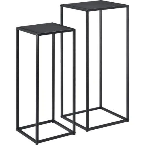 Zoom sur Tables Hautes Métal Anti Éraillures Noires Mat, en.casa