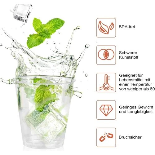 Zoom sur Gobelets Plastique Réutilisables CoKeeSun, 100 unités, Transparent