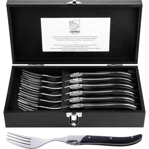 Laguiole Style De Vie, Luxury Line, Steakvorken, Noir - Vue principale