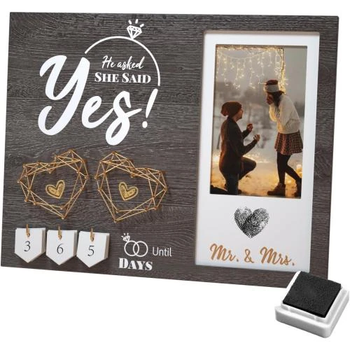 Wovla Cadeau fiançailles cœur, cadre photo, kit encre - Vue principale