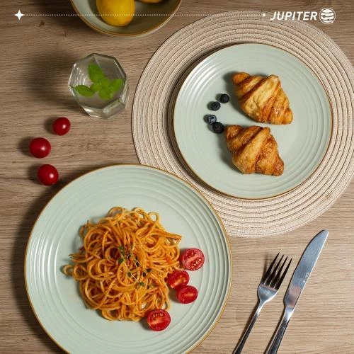 Détail de Assiettes à salade vert clair, lot de 6, résistantes rayures