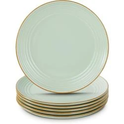 Assiettes à salade vert clair, lot de 6, résistantes rayures