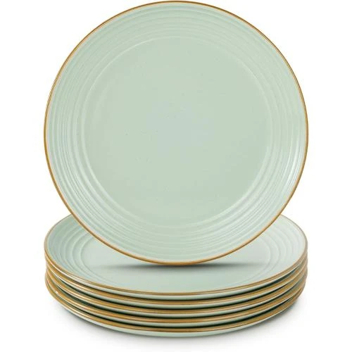 Assiettes à salade vert clair, lot de 6, résistantes rayures - Vue principale