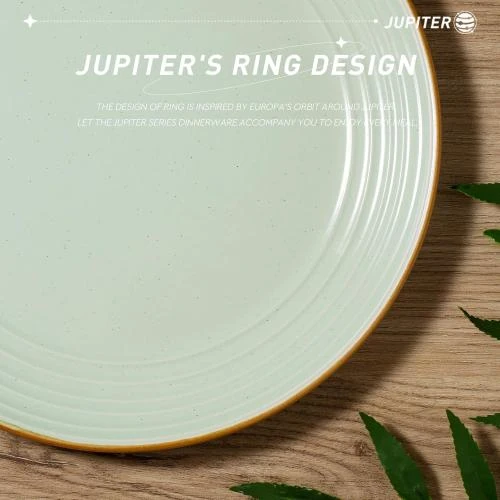 Zoom sur Assiettes à salade vert clair, lot de 6, résistantes rayures