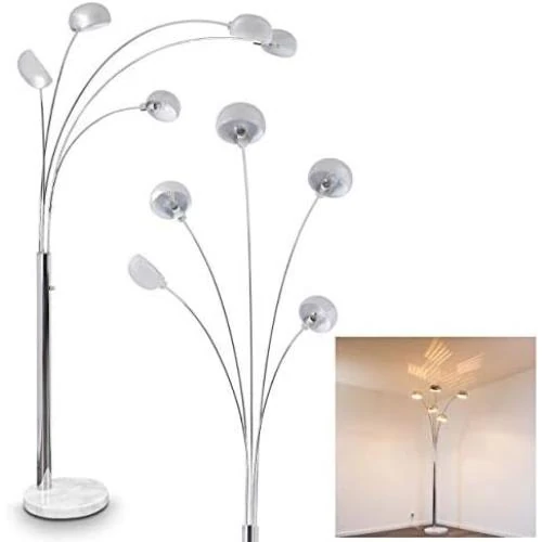 Lampadaire Nikkala Moderne en Métal Chromé avec Socle en Marbre - Vue principale