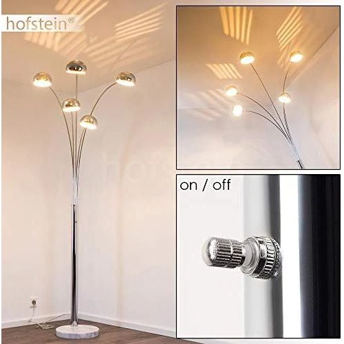 Détail de Lampadaire Nikkala Moderne en Métal Chromé avec Socle en Marbre