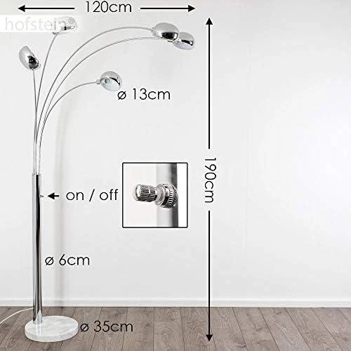 Zoom sur Lampadaire Nikkala Moderne en Métal Chromé avec Socle en Marbre