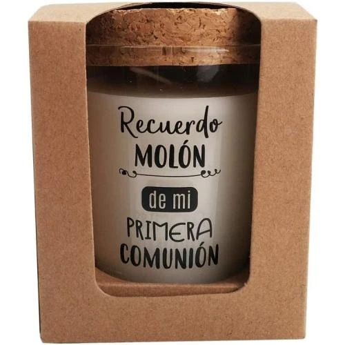 Zoom sur Bougie communion, souvenir mouton, boîte kraft, cadeau original