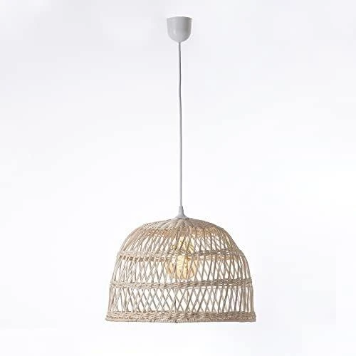 Zoom sur Suspension Rotin Naturel Lussiol SAIGON, Luminaire Design Boheme Chic Scandin