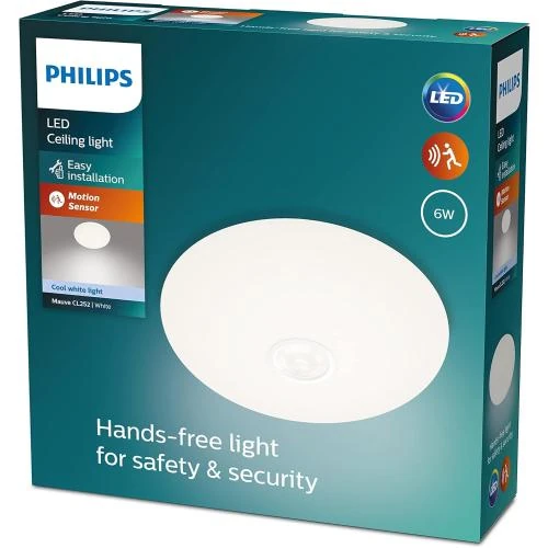 Détail de Plafonnier LED Mauve Philips, Détecteur Mouvement, 6W