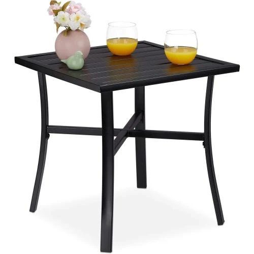 Table de Jardin Carrée Relaxdays, Acier Noir, Pratique - Vue principale