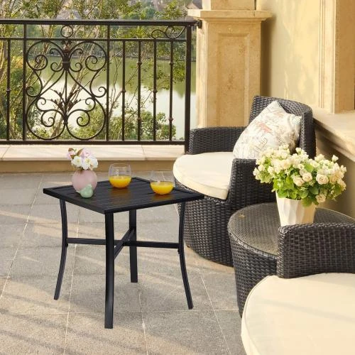 Détail de Table de Jardin Carrée Relaxdays, Acier Noir, Pratique