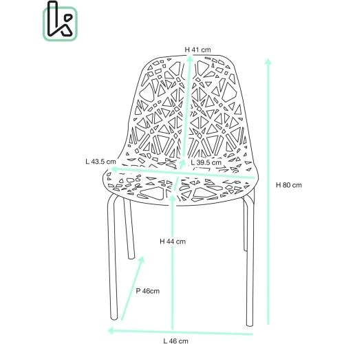 Zoom sur Chaises Cuisine Design Moderne KAYELLES, Lot de 4, Noir