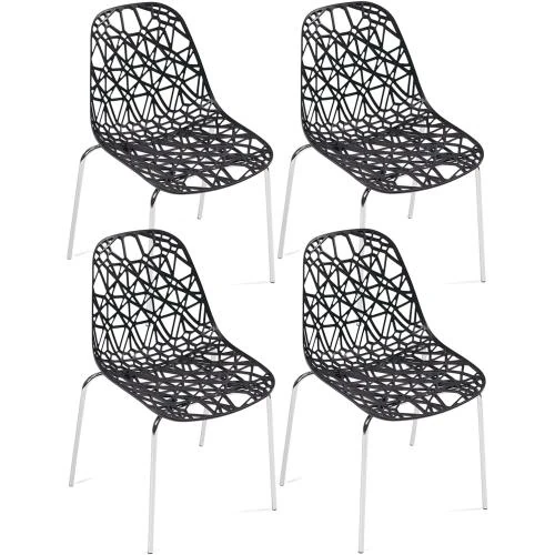 Chaises Cuisine Design Moderne KAYELLES, Lot de 4, Noir - Vue principale