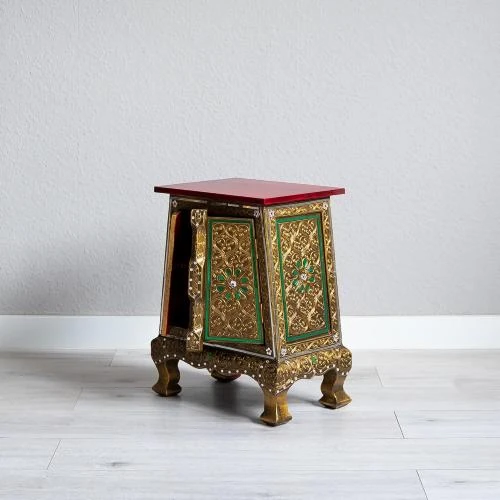 Zoom sur Table de Chevet Livasia Mosaïque Verre Asiatique Fait Main