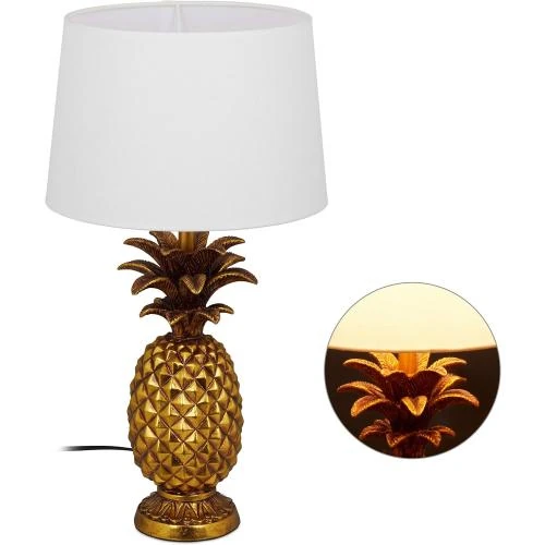Lampe de Table Ananas Relaxdays, Moderne, Dorée, Décoration - Vue principale