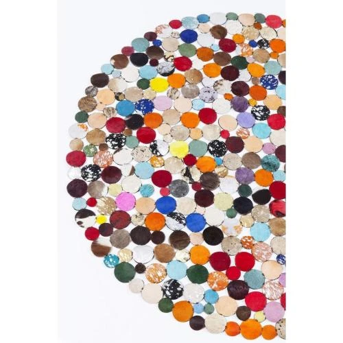 Zoom sur Tapis Rond Circle Kare Design, multicolore, fait main, décoration