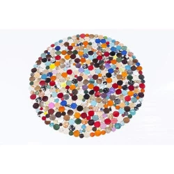 Tapis Rond Circle Kare Design, multicolore, fait main, décoration