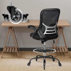 Présentation Chaise de bureau ergonomique, roues caoutchouc, noir
