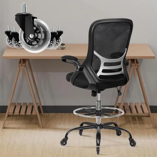 Chaise de bureau ergonomique, roues caoutchouc, noir - Vue principale