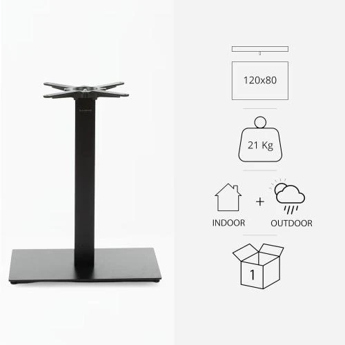 Zoom sur Pied de Table Métal Noir Dublino Premium, Base Manger