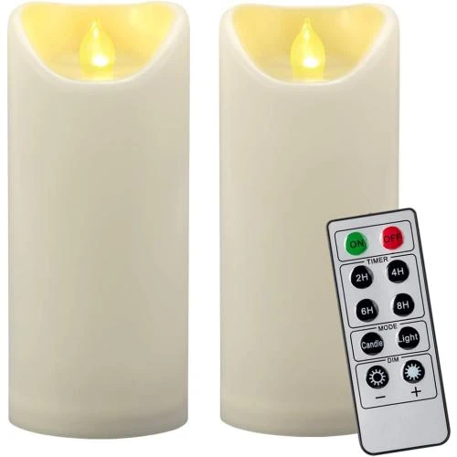 Bougies piliers LED étanches, télécommande, ivoire, 2 pièces - Vue principale