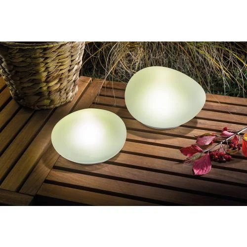 Zoom sur Lampes solaires décoratives Esotec, verre blanc, 2 pièces
