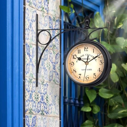 Horloge Murale Rétro Double Face, Décoration Intérieure, Extérieure - Vue principale