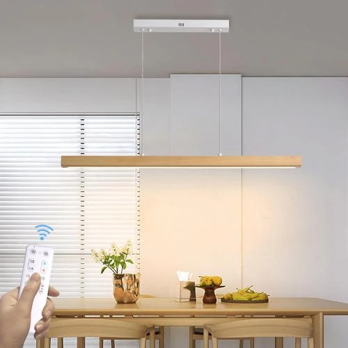 Lampe Suspension LED Moderne, Dimmable, Design Bois - Vue principale