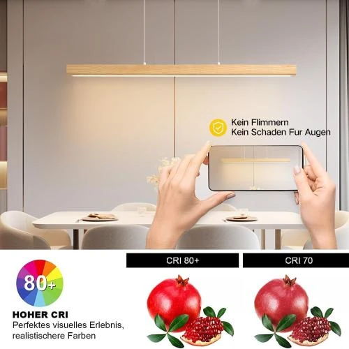 Zoom sur Lampe Suspension LED Moderne, Dimmable, Design Bois