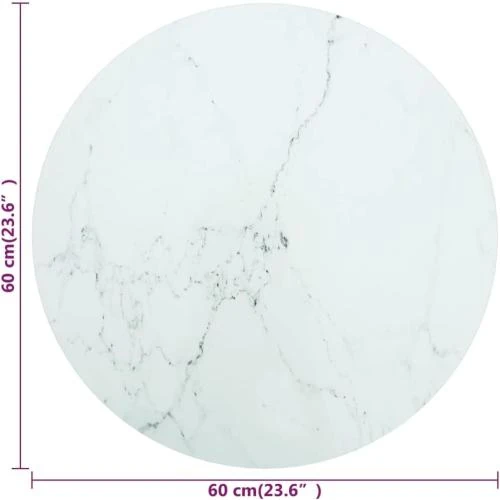 Détail de Dessus de Table Remplacement Verre Trempé Marbre Blanc
