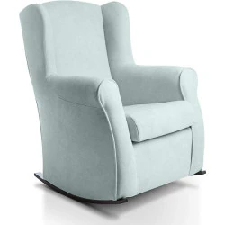 Fauteuil d'allaitement bascule wenge, revêtement Aqualine, vert d'eau