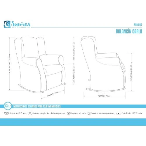 Zoom sur Fauteuil d'allaitement bascule wenge, revêtement Aqualine, vert d'eau