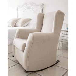 Fauteuil d'allaitement bascule wenge, revêtement Aqualine, vert d'eau en situation