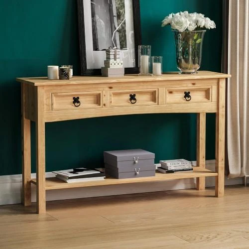 Table de Chevet 3 Tiroirs Pin Vert Sapin Discount - Vue principale
