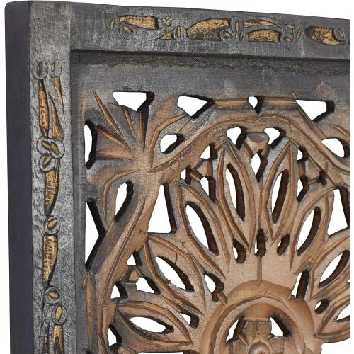 Zoom sur Sculpture Murale Bois Deco 79, Élégante, Lot de 2