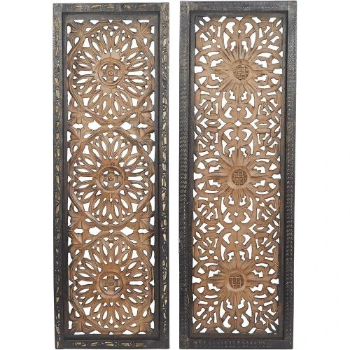 Détail de Sculpture Murale Bois Deco 79, Élégante, Lot de 2