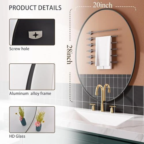 Détail de Miroir ovale doré AUYHM, décoration salle de bain