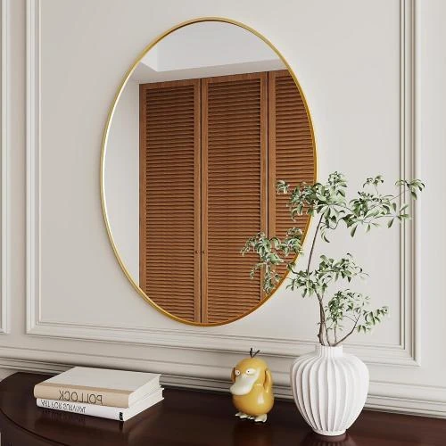 Miroir ovale doré AUYHM, décoration salle de bain - Vue principale