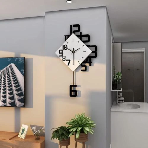 Détail de Horloge Murale Silencieuse Bois Design Moderne Élégant