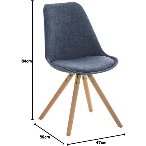 Détail de Chaise CLP Design Scandinave Tissu Bleu Pieds Bois