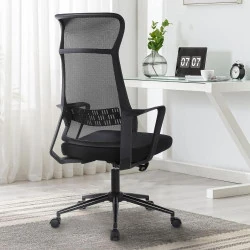 Chaise Bureau Ergonomique, Maille Respirante, Pivotante 360°