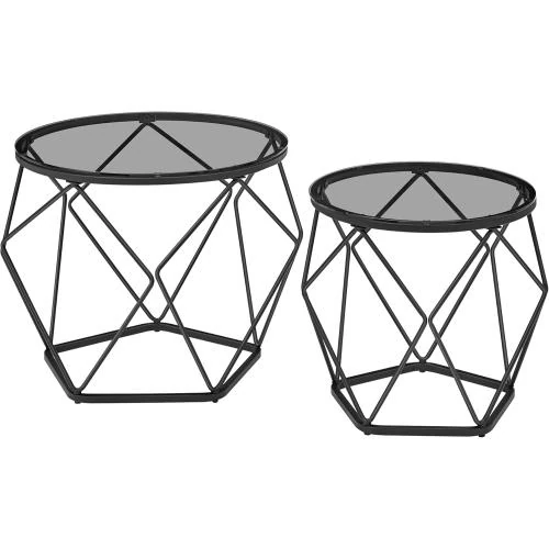 Table Basse Ronde Lot de 2, Style Moderne, Gris Noir - Vue principale