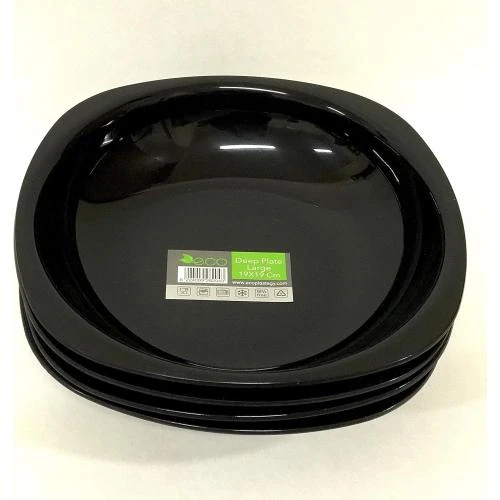 Assiettes creuses écologiques incassables ECO, noires, 4 pièces - Vue principale